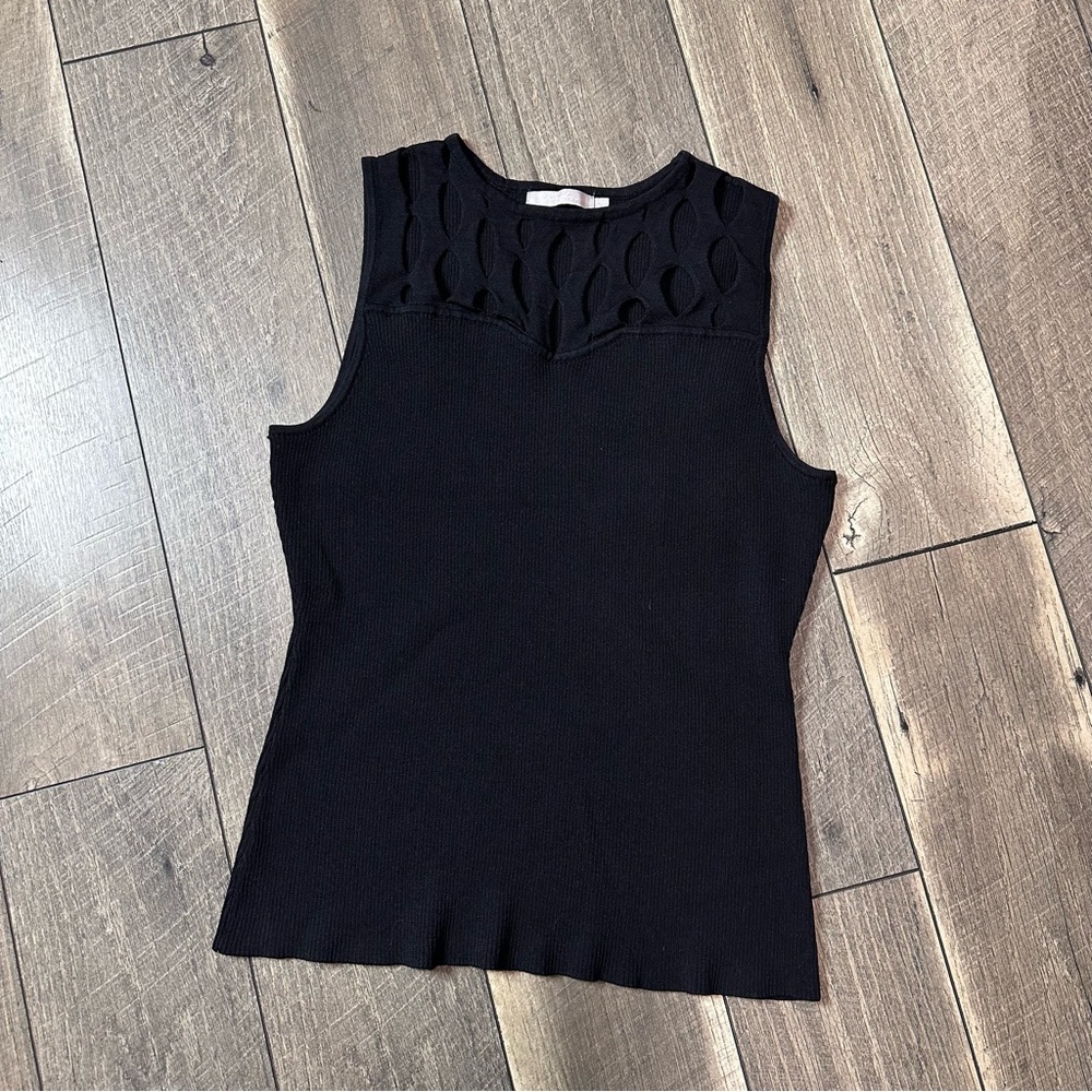 Red by BKE Black Ribbed Short Sleeve Top